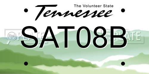 SAT08B Tennessee License Plate