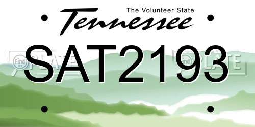 SAT2193 Tennessee License Plate