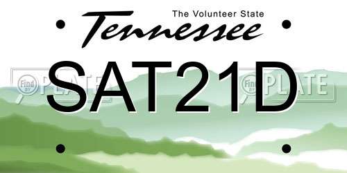 SAT21D Tennessee License Plate