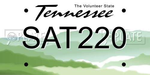 SAT220 Tennessee License Plate