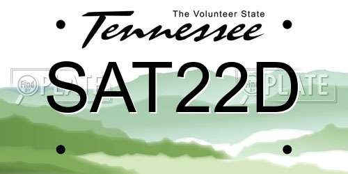 SAT22D Tennessee License Plate