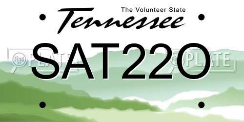 SAT22O Tennessee License Plate