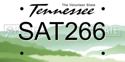 SAT266 Tennessee License Plate