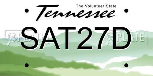 SAT27D Tennessee License Plate