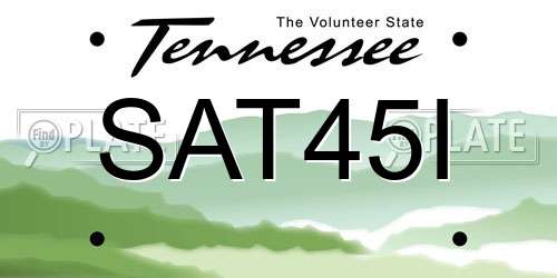 SAT45I Tennessee License Plate