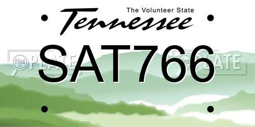 SAT766 Tennessee License Plate