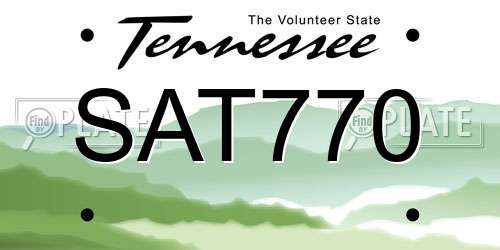 SAT770 Tennessee License Plate