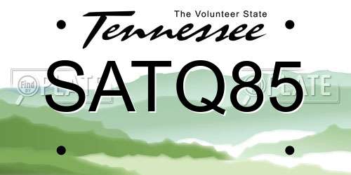 SATQ85 Tennessee License Plate