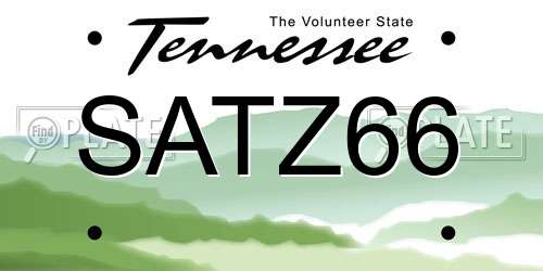 SATZ66 Tennessee License Plate
