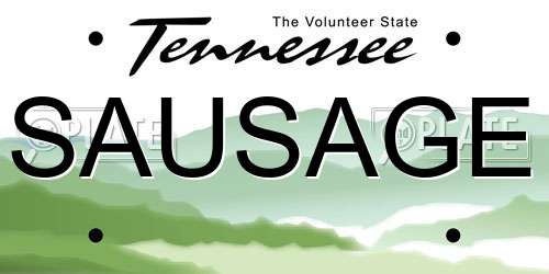 SAUSAGE Tennessee License Plate