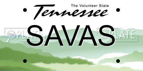 SAVAS Tennessee License Plate