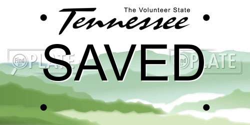 SAVED Tennessee License Plate