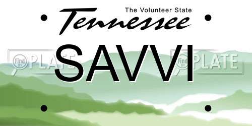SAVVI Tennessee License Plate