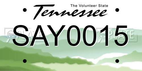 SAY0015 Tennessee License Plate