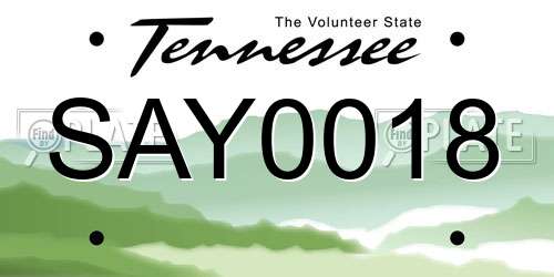 SAY0018 Tennessee License Plate