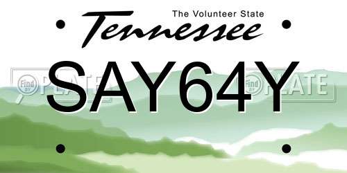 SAY64Y Tennessee License Plate