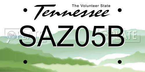 SAZ05B Tennessee License Plate