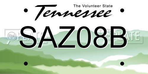 SAZ08B Tennessee License Plate