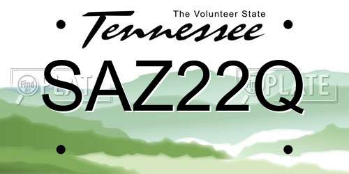 SAZ22Q Tennessee License Plate