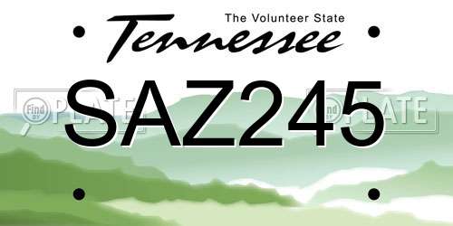 SAZ245 Tennessee License Plate