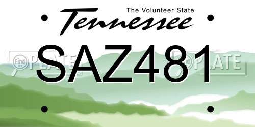 SAZ481 Tennessee License Plate