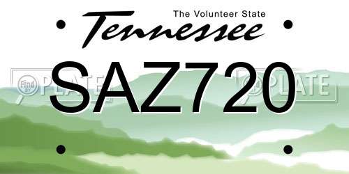 SAZ720 Tennessee License Plate