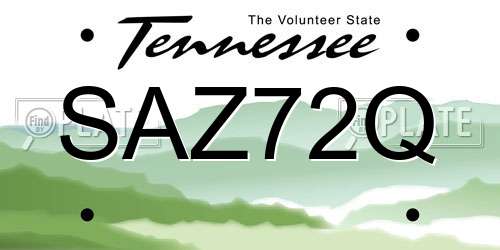 SAZ72Q Tennessee License Plate