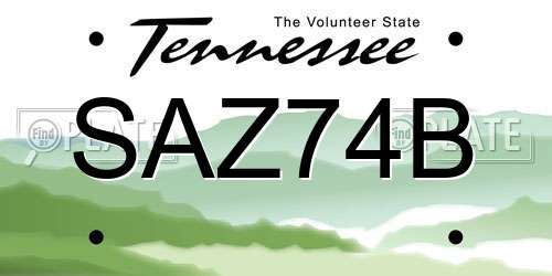 SAZ74B Tennessee License Plate