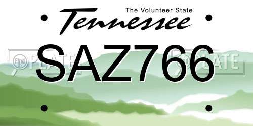 SAZ766 Tennessee License Plate