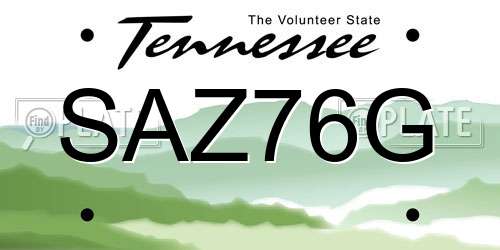 SAZ76G Tennessee License Plate