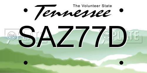 SAZ77D Tennessee License Plate
