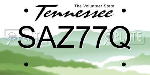 SAZ77Q Tennessee License Plate