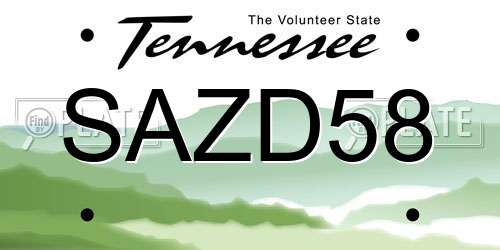 SAZD58 Tennessee License Plate
