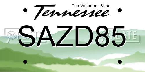 SAZD85 Tennessee License Plate