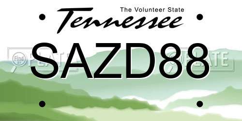 SAZD88 Tennessee License Plate