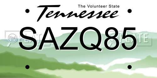SAZQ85 Tennessee License Plate