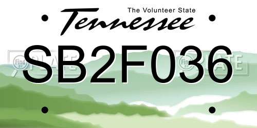 SB2F036 Tennessee License Plate