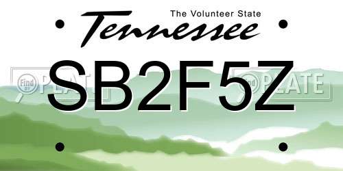 SB2F5Z Tennessee License Plate