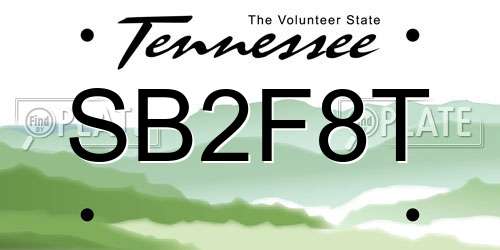 SB2F8T Tennessee License Plate