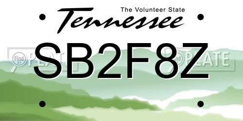 SB2F8Z Tennessee License Plate