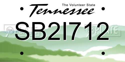 SB2I712 Tennessee License Plate