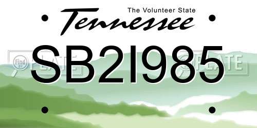SB2I985 Tennessee License Plate