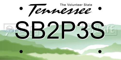 SB2P3S Tennessee License Plate