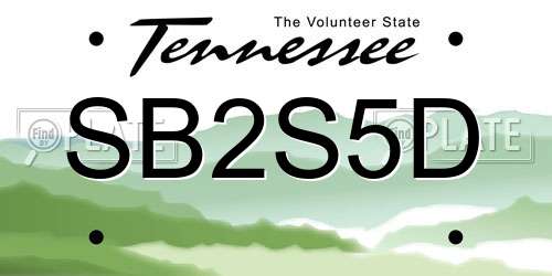 SB2S5D Tennessee License Plate