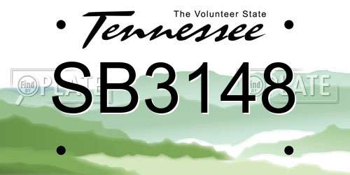 SB3148 Tennessee License Plate