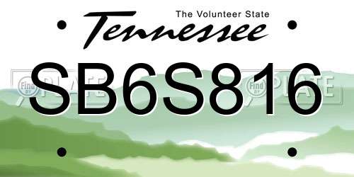 SB6S816 Tennessee License Plate