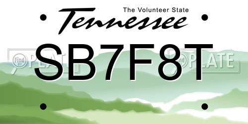SB7F8T Tennessee License Plate