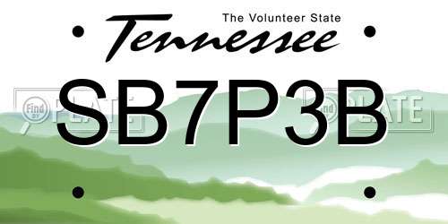 SB7P3B Tennessee License Plate