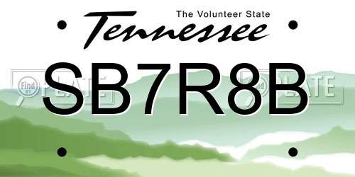 SB7R8B Tennessee License Plate
