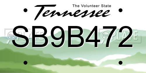 SB9B472 Tennessee License Plate
